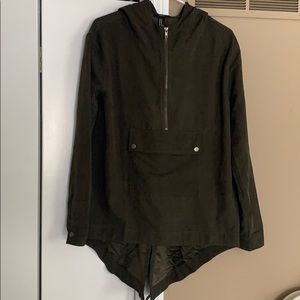 Forever 21 Green Hi-Lo Hooded Toggle Jacket Medium